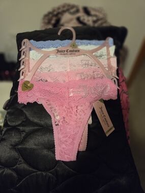 Juicy Couture Pink Lace Thong Set of Three